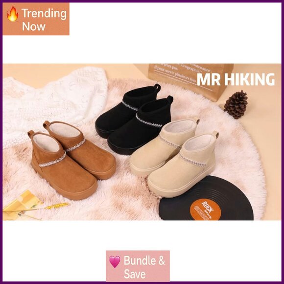 Suede Platform Ankle Boots with Arch Support & Faux Fur Lining - Picture 8 of 8